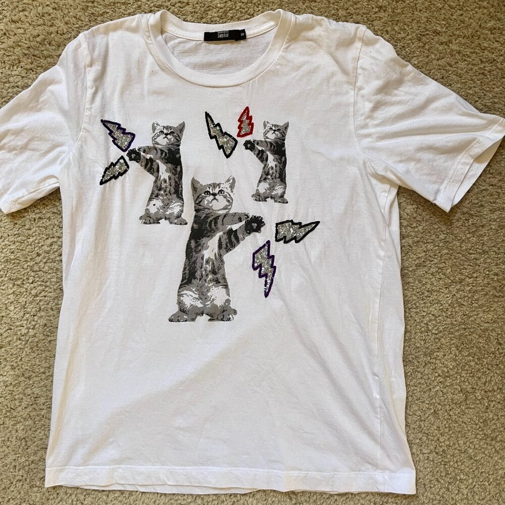 Marcus Lupfer Embellished Cat Fight cotton t-shirt - Small S